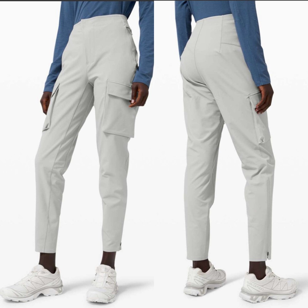 Lululemon Lab Pants Womens 6 Gray Silver Drop Reykur Cargo Athletic Casual